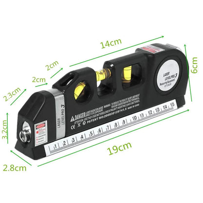 Laser Level Horizon Vertical Measure 8FT Aligner Standard and Metric Rulers Multipurpose Measure
