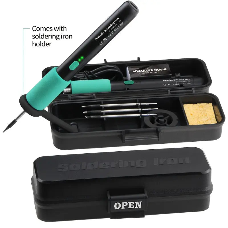Mini Soldering Iron Set 5V Adjustable Temperature, USB Rechargeable Portable Soldering Tool,