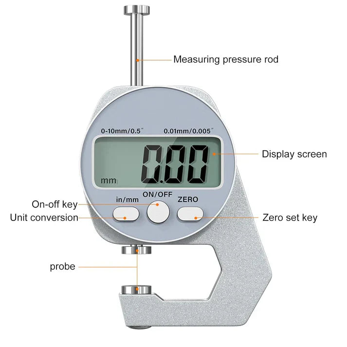 Electronic Digital Thickness Gauge Meter Micrometer Measure Tool