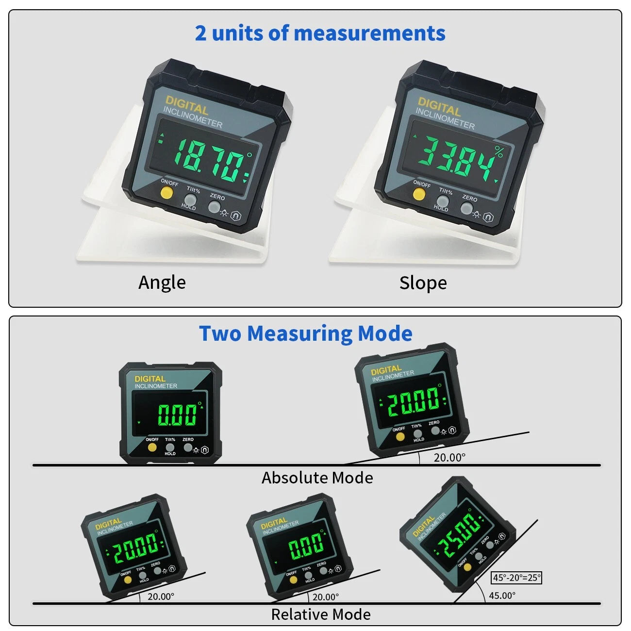 Digital Inclinometer Protractor Angle Finder