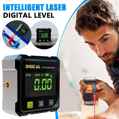Digital Angle Gauge Finder Rechargeable Magnetic Laser Inclinometer Level Meter