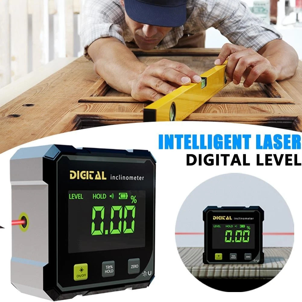 Digital Angle Gauge Finder Rechargeable Magnetic Laser Inclinometer Level Meter