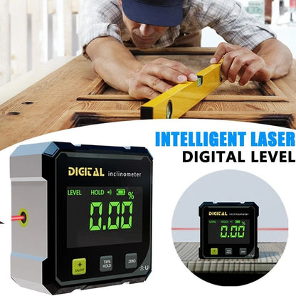 Digital Angle Gauge Finder Rechargeable Magnetic Laser Inclinometer Level Meter