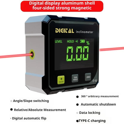 Digital Angle Gauge Finder Rechargeable Magnetic Laser Inclinometer Level Meter