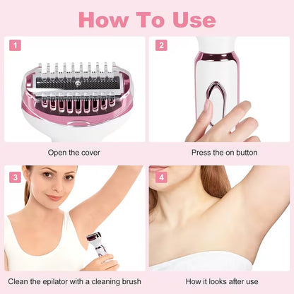 4-in-1 Electric Hair Remover for Women Suitable for Sensitive Skin